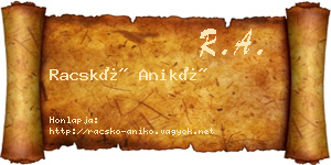 Racskó Anikó névjegykártya